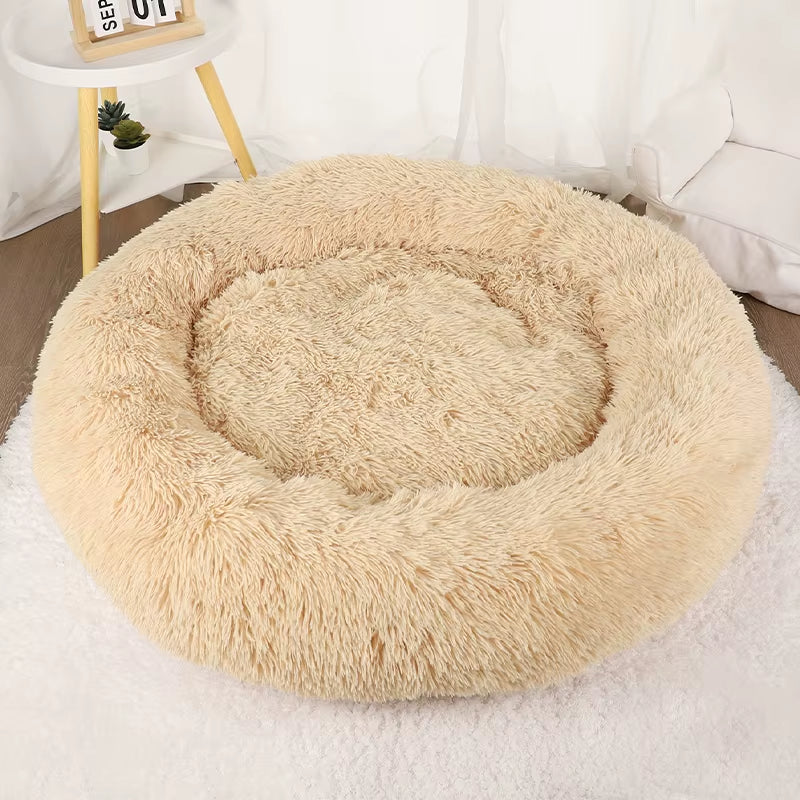 Donut Dog Bed Plush Basket Pets Accessories round Pet Small Fluffy Medium Cushion Sofa Washable Warm Large Dogs Beds Mat Puppy