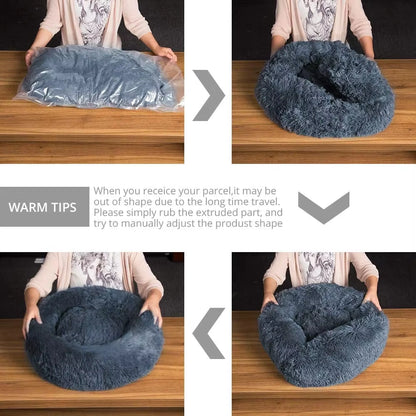 Donut Dog Bed Plush Basket Pets Accessories round Pet Small Fluffy Medium Cushion Sofa Washable Warm Large Dogs Beds Mat Puppy
