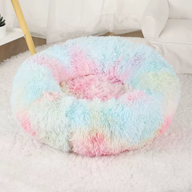Donut Dog Bed Plush Basket Pets Accessories round Pet Small Fluffy Medium Cushion Sofa Washable Warm Large Dogs Beds Mat Puppy
