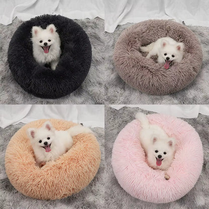 Donut Dog Bed Plush Basket Pets Accessories round Pet Small Fluffy Medium Cushion Sofa Washable Warm Large Dogs Beds Mat Puppy